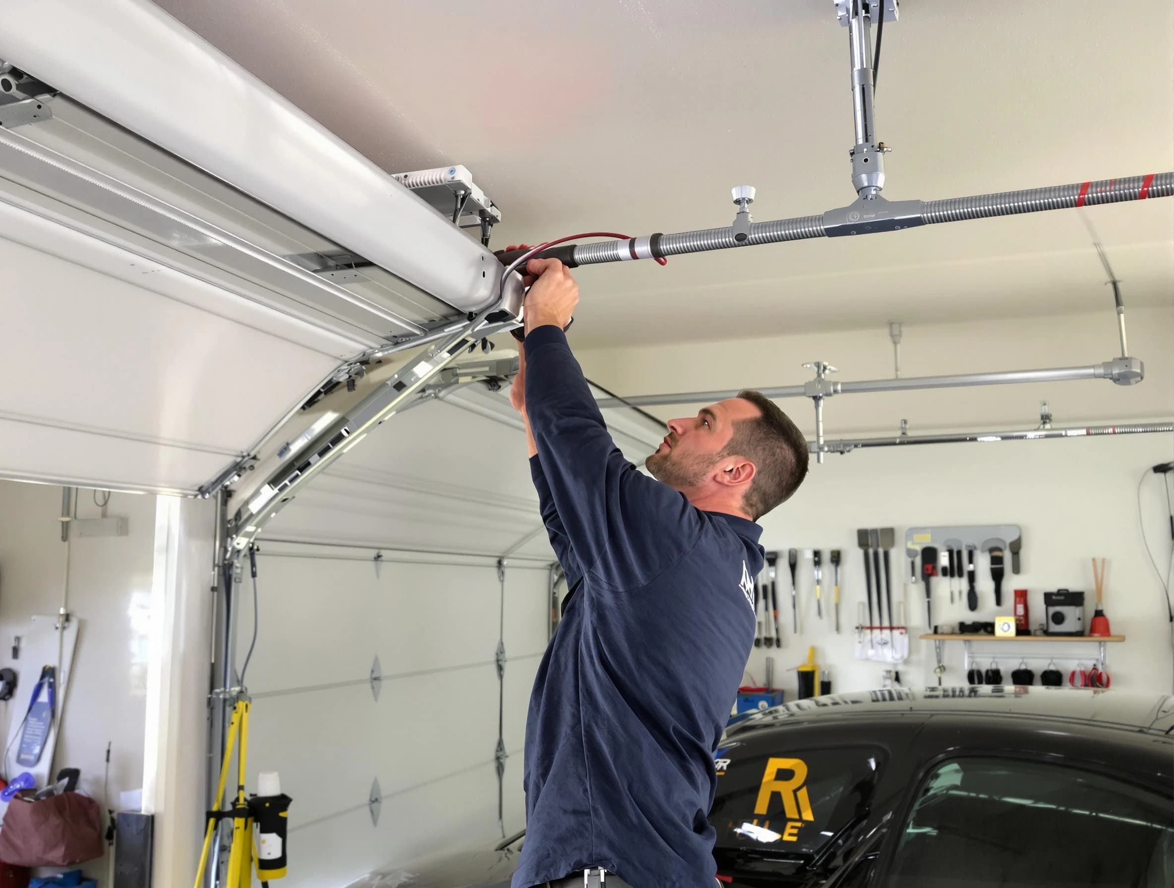 Warren Garage Door Repair technician performing garage door cable repair in Warren