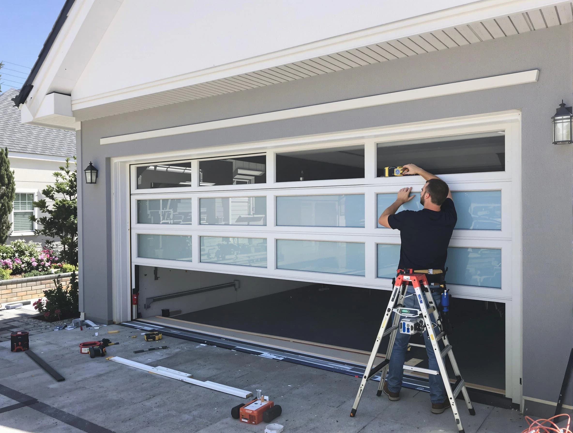 Warren Garage Door Repair team performing garage door replacement in Warren