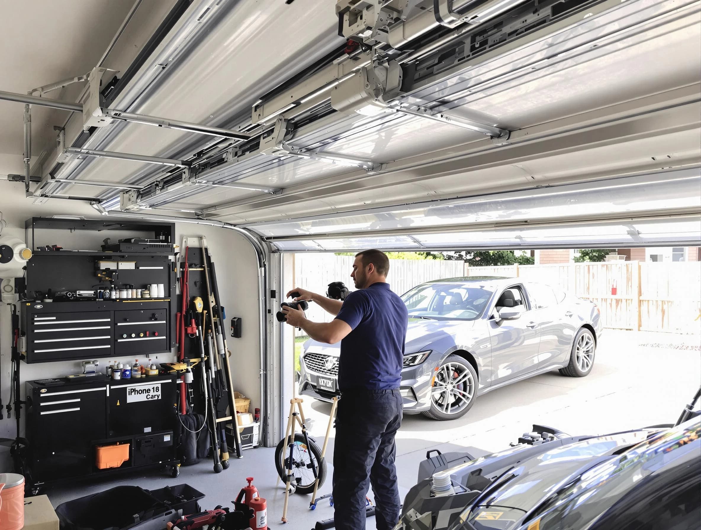 Warren Garage Door Repair technician fixing noisy garage door in Warren